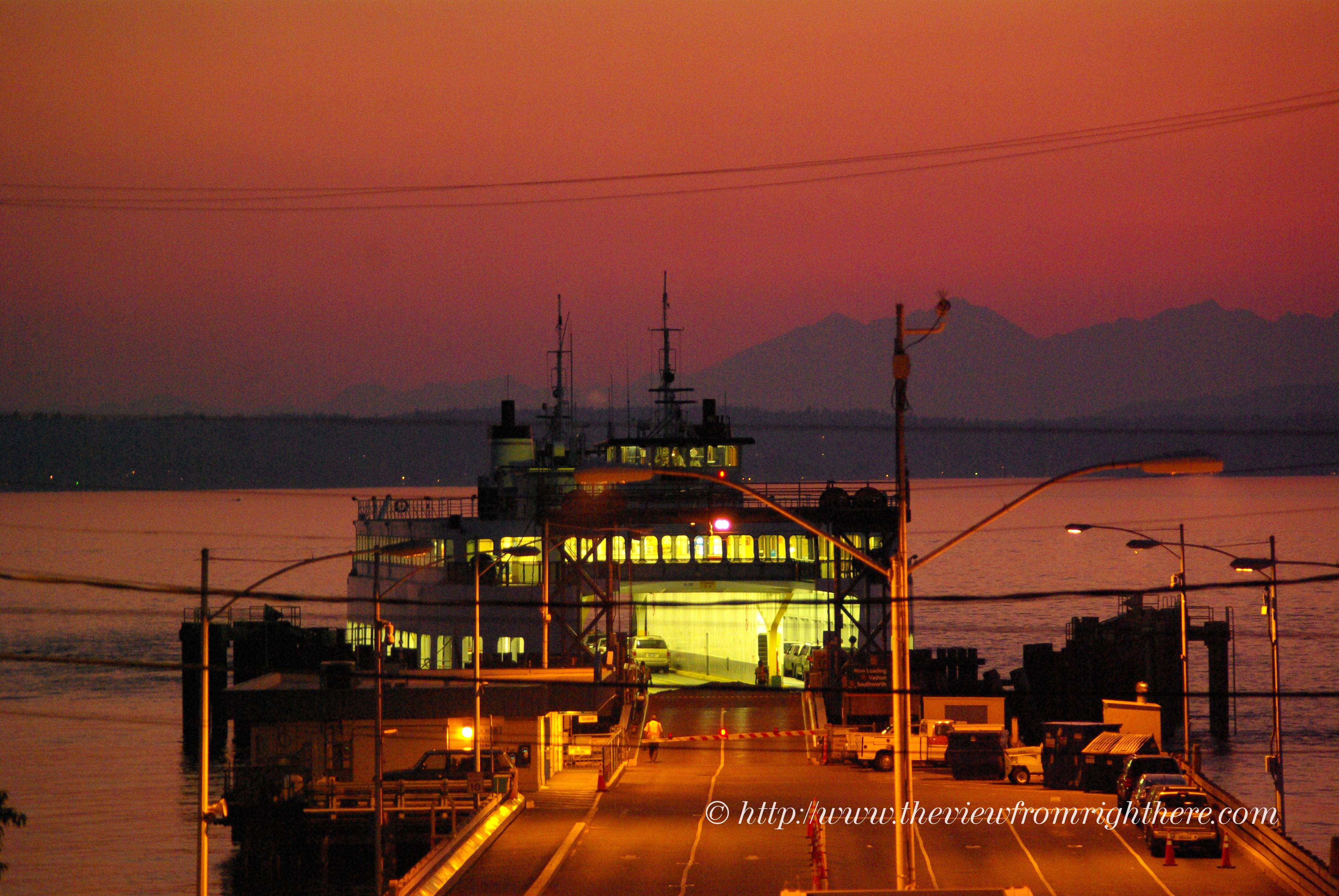 Washington State Ferry in West Seattle Sunset