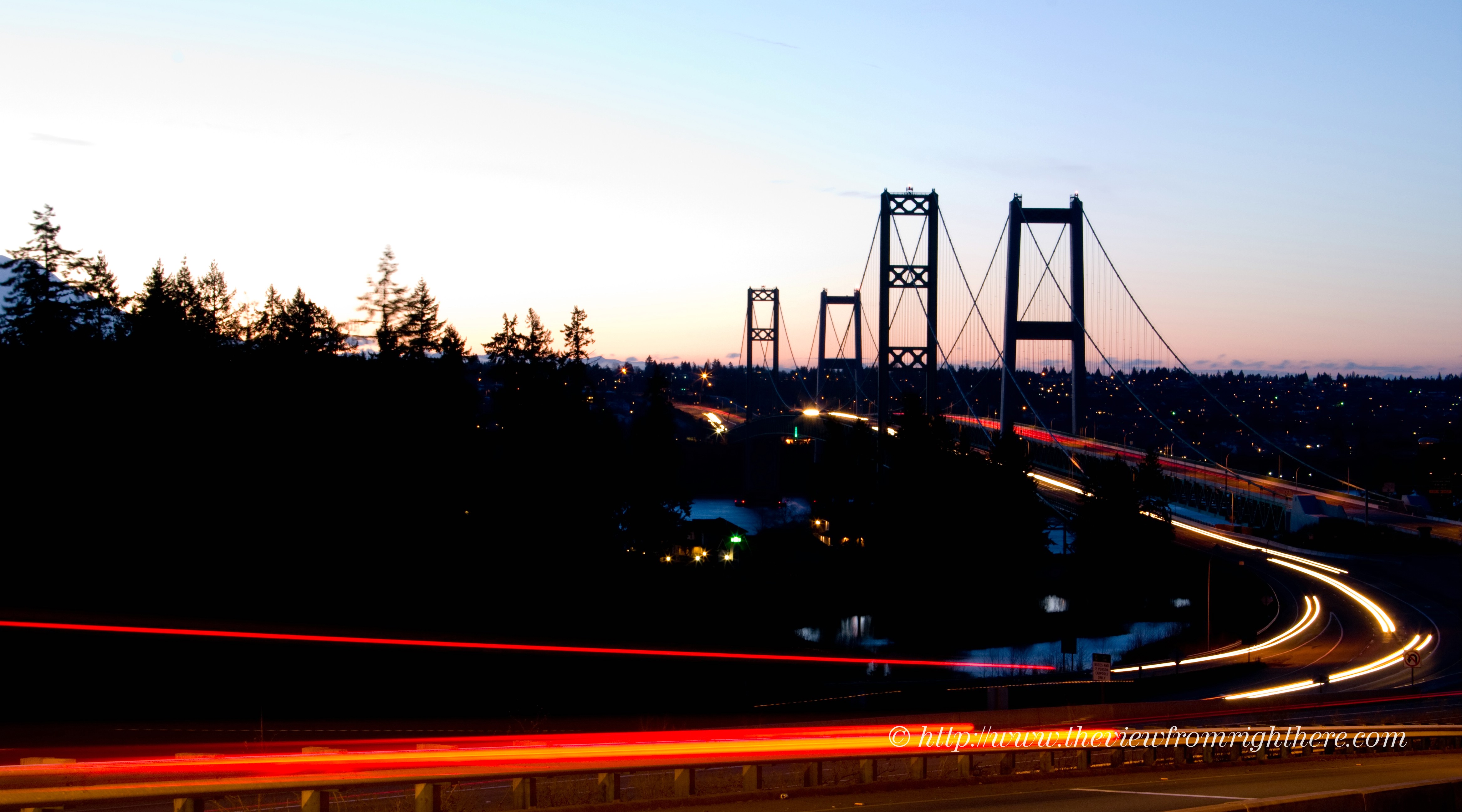 Tacoma Narrows Bridges – Winter Sunrise Silhouette