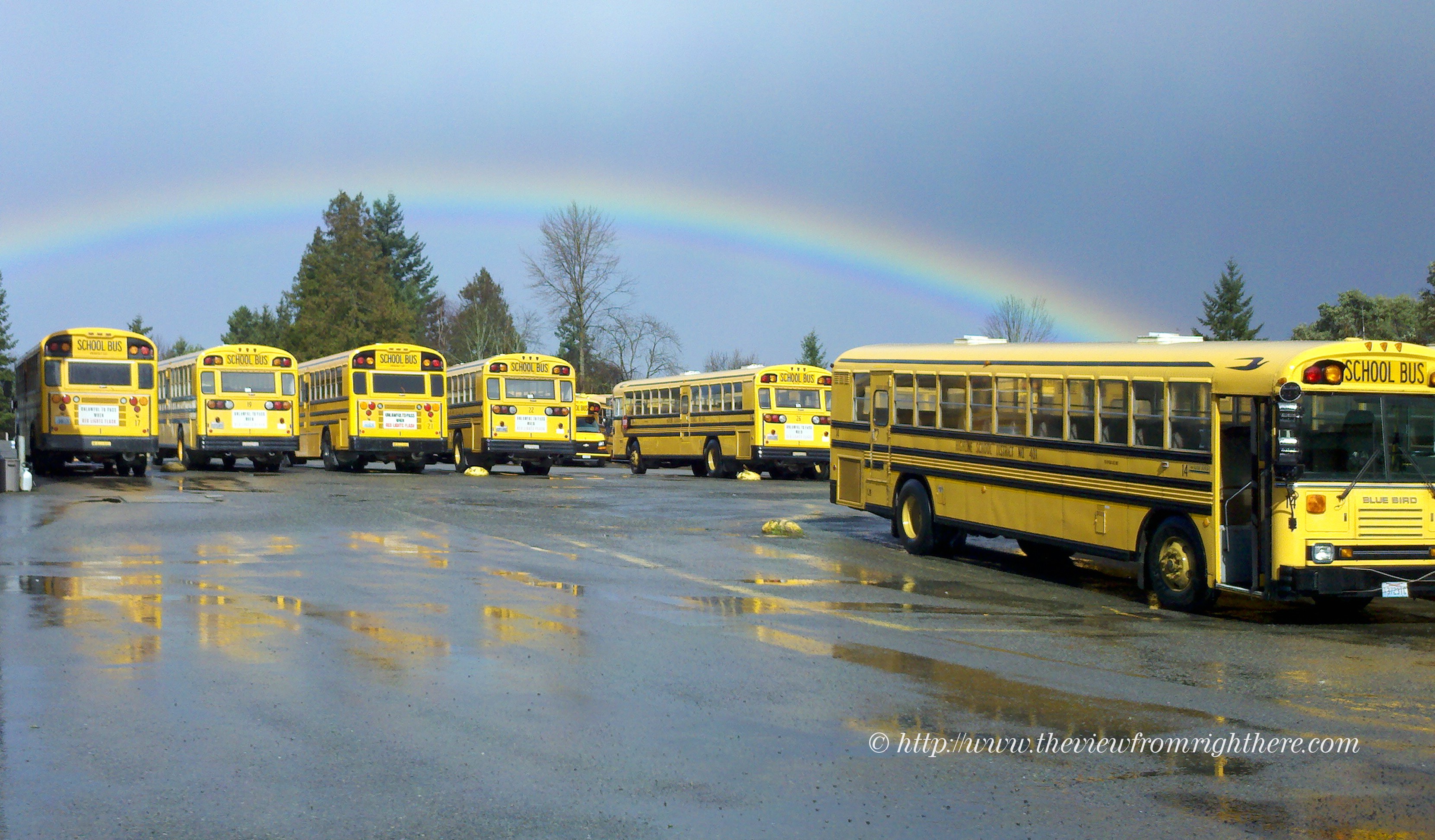 Late Winter Rainbow Over Highline School Bus Yard