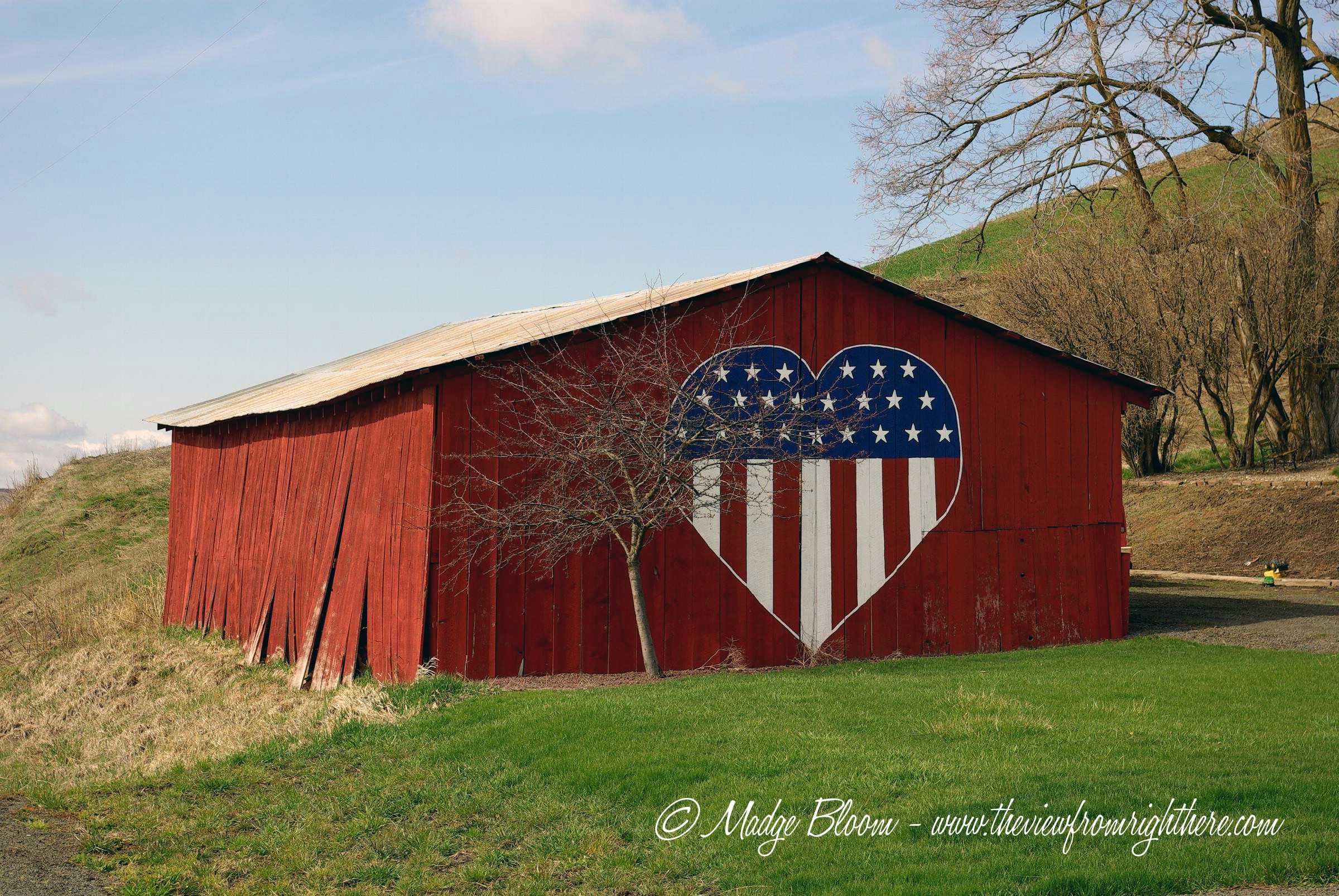 ‘Patriotic Heart’ on a Red Barn in the Palouse
