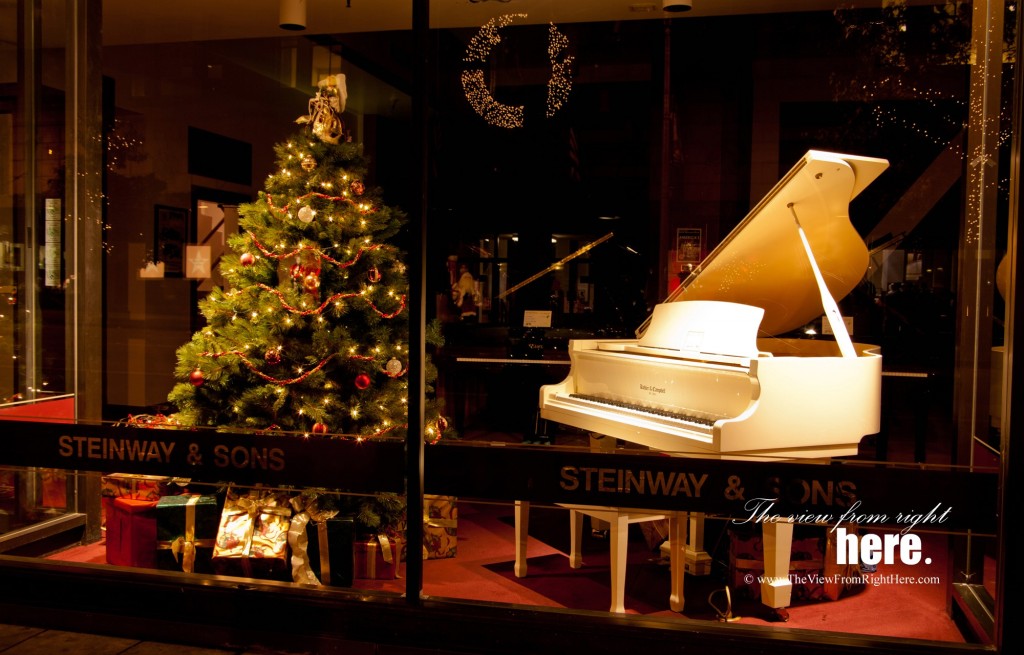 Steinway and Sons - Seattle, Christmas Window Display - White Piano