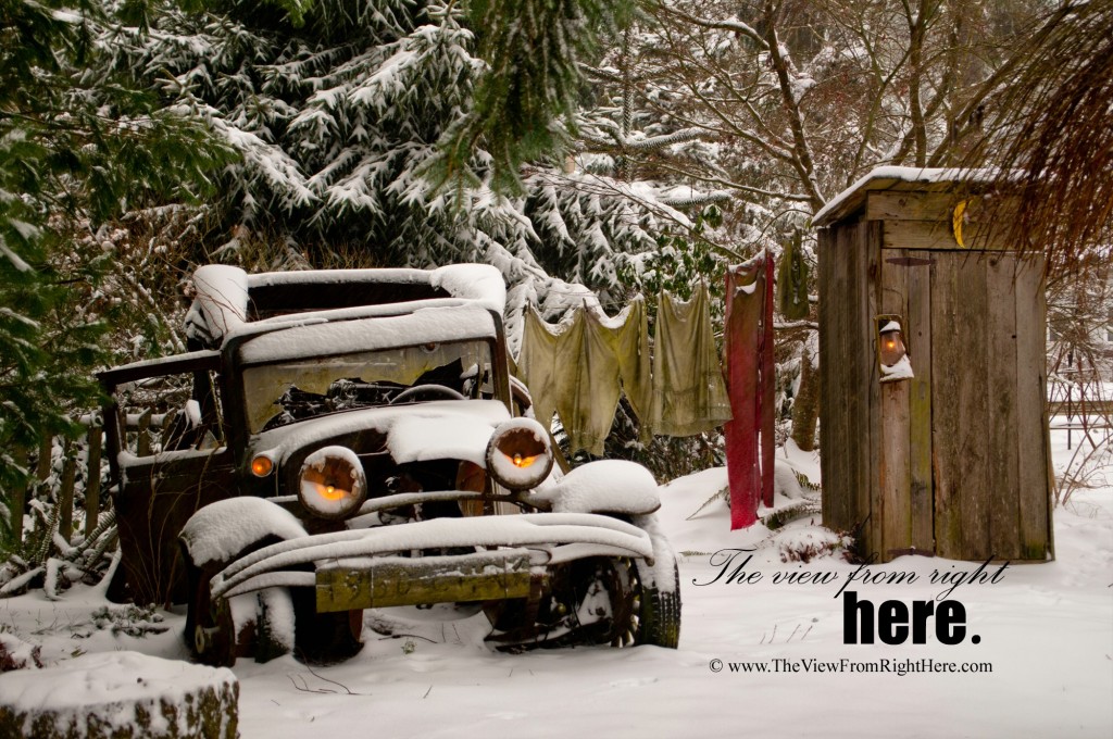 1932 Chrysler Yard Art in the Snow - Snowy Hooverville