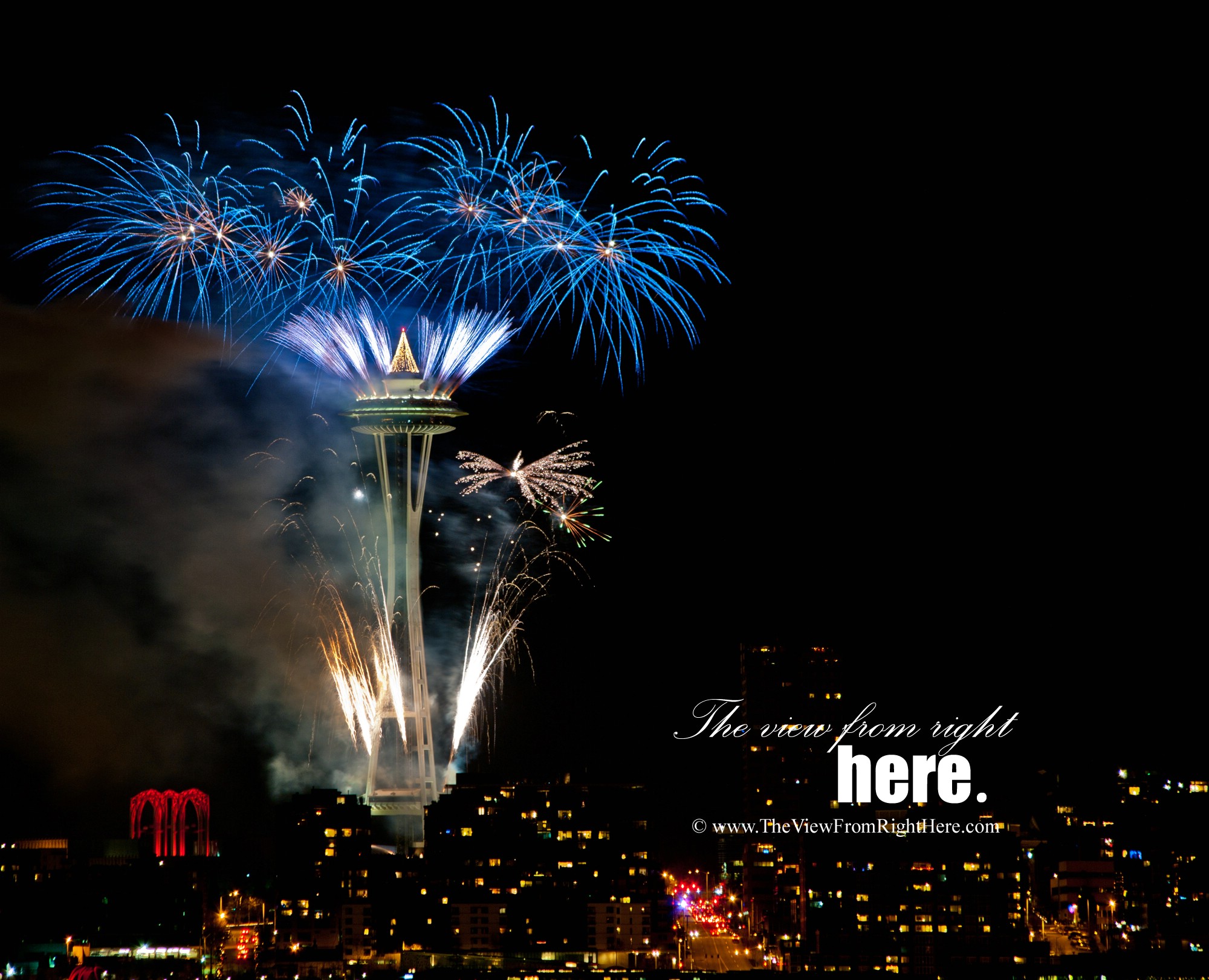 New Year’s at the Space Needle – 2012 – Blue Star Burst