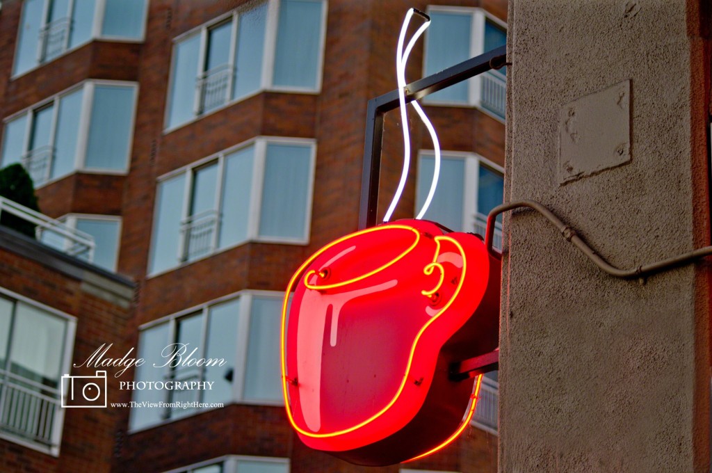 Seattles Best Coffee Cup - Neon Sign in Post Alley