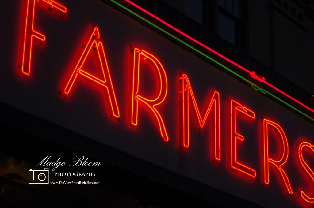Farmers Market Neon Sign at Pike Place Market