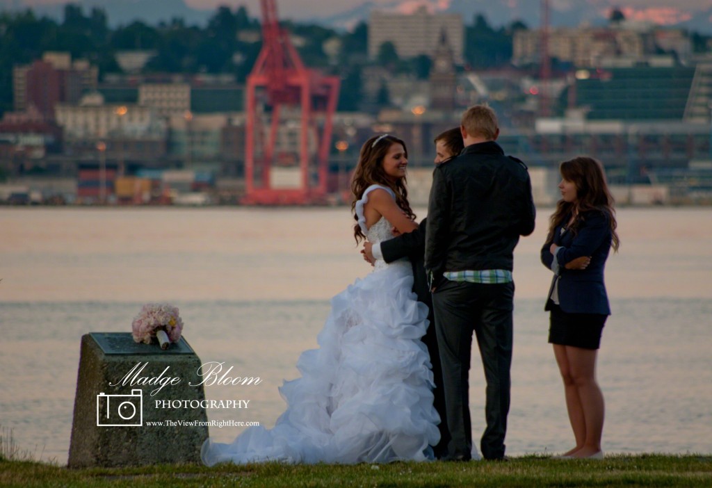 Just Married - Newlyweds Waiting for Photographer on Alki Beach