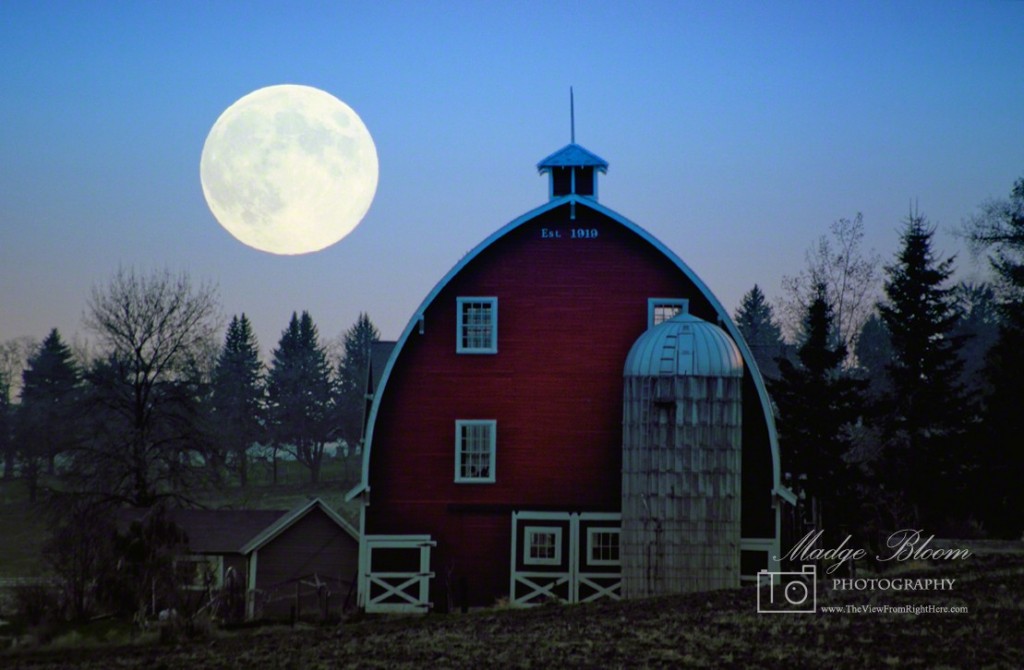 Red Barn Moon - Full Moon Over the Palouse