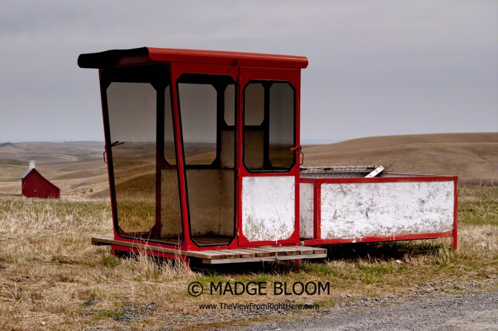 Combine Cab Used as a School Bus Shelter in the Palouse - Whitman County WA