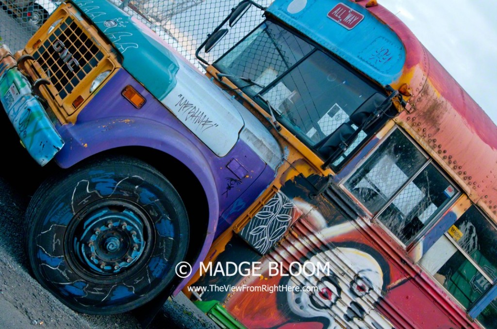 Electric Coolaid Acid Bus - Colorful Old School Bus - SODO District